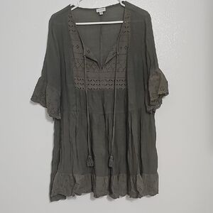 Avenue Dark Olive Lace-Trim Tunic